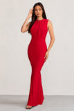 Phoenix Red Sleeveless Maxi Dress with Hood