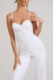 Dandelion White Strappy Corset Sequin Jumpsuit