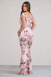 Merlot Pink Floral Asymmetric Maternity Maxi Dress