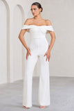 Recognition White Off The Shoulder Ruched Jumpsuit