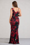 Phantasy Red Floral Asymmetric Split Maternity Maxi Dress