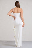 Cut Stem White Cami Maternity Maxi Dress With Ruffled Split