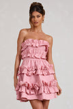 Rosette Blush Ruffled Bandeau Mini Dress