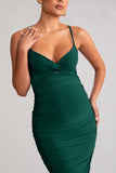Desired Bottle Green Maternity Cami Midi Dress with Twist Plunge