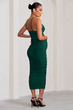 Desired Bottle Green Maternity Cami Midi Dress with Twist Plunge