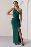 Dressing Up Bottle Green One Shoulder Maxi Dress With Open Back Detail