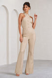 Don't Cross Me Stone Halter Neck Tailored Buttoned Sleeveless Jumpsuit