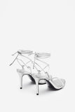 Crossed Wires Silver Metallic Lace-Up Heeled Sandals