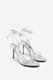 Crossed Wires Silver Metallic Lace-Up Heeled Sandals