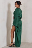 Patricia Green Extreme Plunge Long Sleeve Maxi Dress With Tie Detail