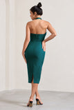 Supermodel Bottle Green Halter-Neck Corset Midi Dress