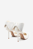 Flashing Lights Ivory Satin Pointed Court Heels With Diamante Bows