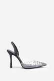 Covergirl Black Diamante Sling Back Pointed Heels