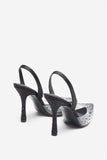 Covergirl Black Diamante Sling Back Pointed Heels