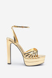 Mirror Mirror Gold Mirror Strappy Heeled Platform Sandals