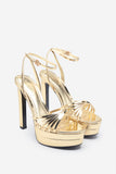 Mirror Mirror Gold Mirror Strappy Heeled Platform Sandals
