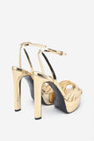 Mirror Mirror Gold Mirror Strappy Heeled Platform Sandals