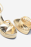 Mirror Mirror Gold Mirror Strappy Heeled Platform Sandals