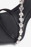 Oh Please Black Strappy Heeled Sandals With Diamante Chains