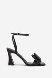 Headlines Black Ankle Strap Heeled Sandals With Diamante Bows