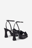 Headlines Black Ankle Strap Heeled Sandals With Diamante Bows
