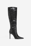 Uptown Black Croc Fitted Over-Knee Pointed Heeled Boots