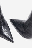 Uptown Black Croc Fitted Over-Knee Pointed Heeled Boots