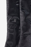 Uptown Black Croc Fitted Over-Knee Pointed Heeled Boots