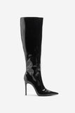 Over It Black Fitted Over-Knee Pointed Heeled Boots