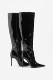 Over It Black Fitted Over-Knee Pointed Heeled Boots