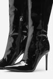 Over It Black Fitted Over-Knee Pointed Heeled Boots