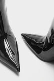 Over It Black Fitted Over-Knee Pointed Heeled Boots
