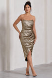 Blizzard Gold Metallic Corset Wrap Midi Dress
