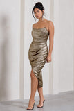 Blizzard Gold Metallic Corset Wrap Midi Dress