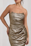 Blizzard Gold Metallic Corset Wrap Midi Dress