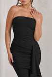 Fleur Black Bandeau Ruffle Maxi Dress
