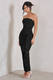 Fleur Black Bandeau Ruffle Maxi Dress