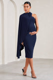 New Chapter Navy Asymmetric Maternity Midi Dress With Cape