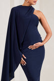 New Chapter Navy Asymmetric Maternity Midi Dress With Cape