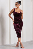 Cora Port Velvet Square Neck Bodycon Midi Dress