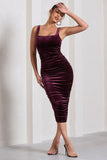 Cora Port Velvet Square Neck Bodycon Midi Dress