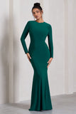 Starring Bottle Green Long-Sleeve Backless Maxi Dress