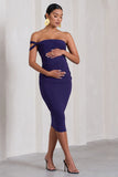 Eviana Purple Bodycon Sleeveless Twist Maternity Midi Dress