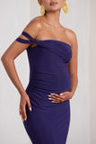 Eviana Purple Bodycon Sleeveless Twist Maternity Midi Dress