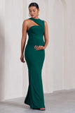 Angelic Bottle Green High-Neck Cut-Out Maternity Maxi Dress