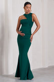 Angelic Bottle Green High-Neck Cut-Out Maternity Maxi Dress