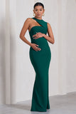 Angelic Bottle Green High-Neck Cut-Out Maternity Maxi Dress