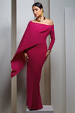 Jana Dark Pink Bardot Cape Maxi Dress