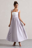Maybelle Mauve Square-Neck Corset Skater Maxi Dress