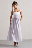 Maybelle Mauve Square-Neck Corset Skater Maxi Dress